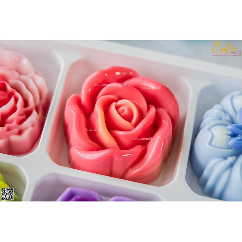 พิมพ์วุ้น กุหลาบต่างๆ ขนาด 5 cm จำนวน 6 ชิ้น