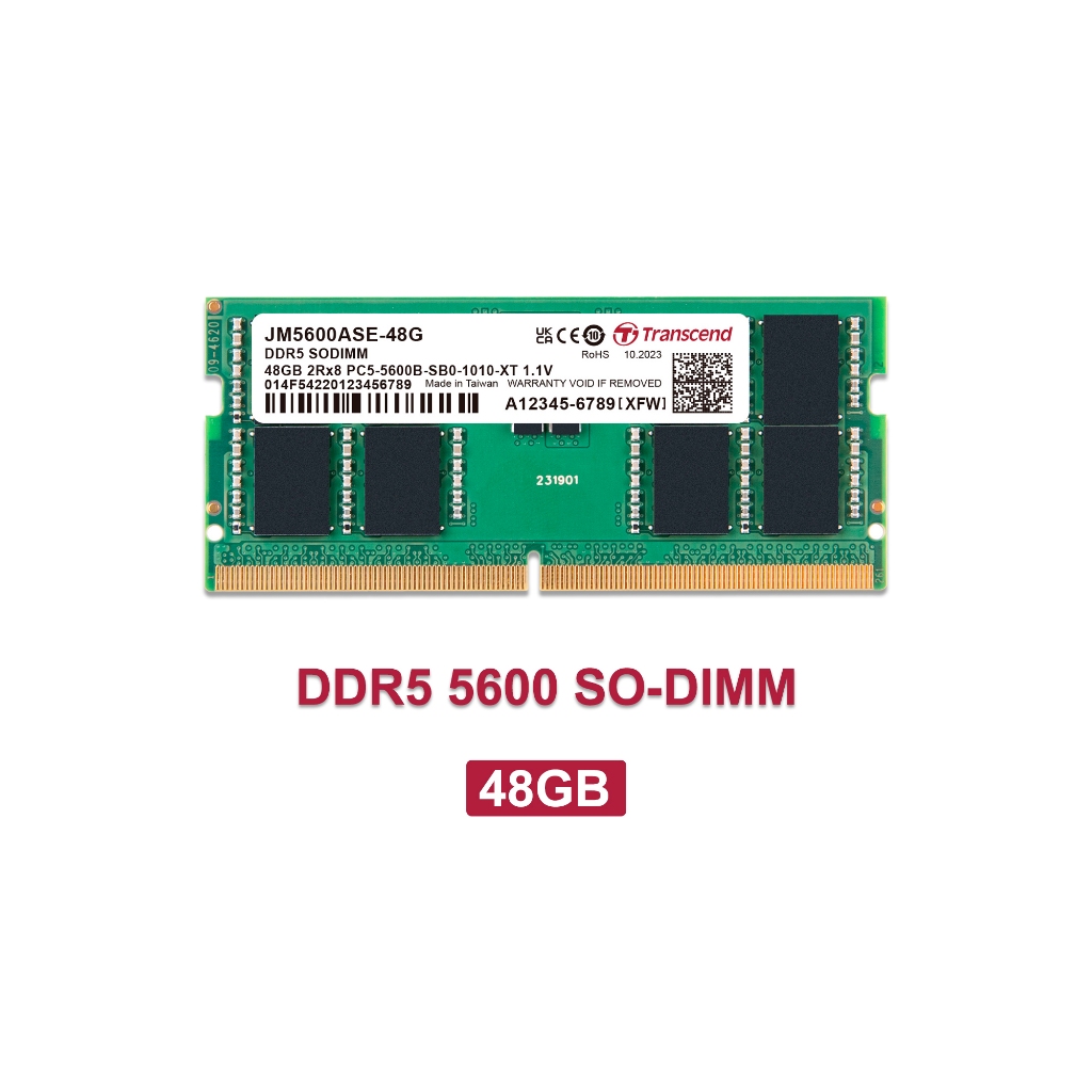Transcend RAM-Memory DDR5-5600 SO-DIMM 48GB รับประกันตลอดอายุการใช้งาน-มีใบกำกับภาษี- JM5600ASE-48G