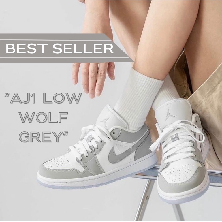 NEW Nike Air Jordan 1 Low Wolf Grey รองเท้ากีฬาบุรุษและสตรีทันสมัย คุณภาพสูง เหมาะสำหรับการเล่นกีฬาและการเดินทางพักผ่อน