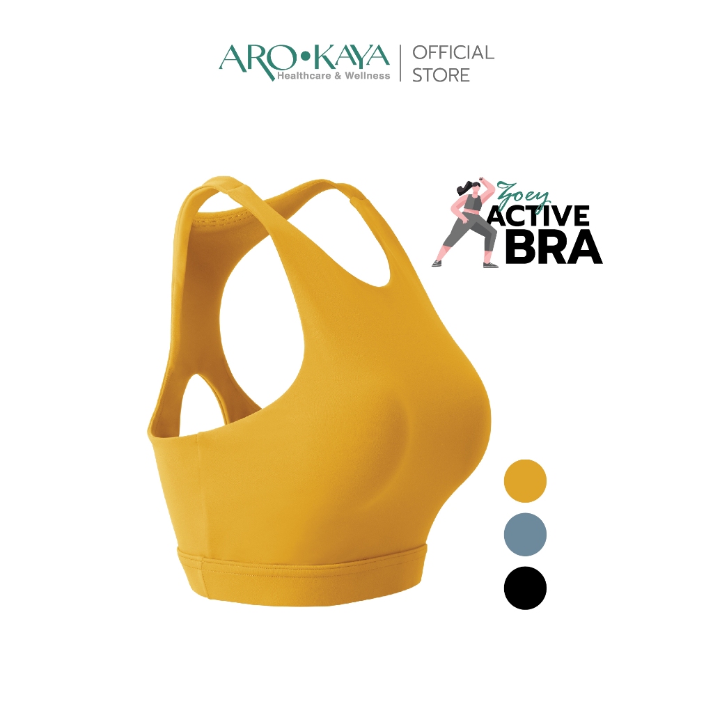 Arokaya Sports Bra เสื้อออกกำลังกาย สปอร์ตบรา รองรับแรงกระแทก มีฟองน้ำถอดออกได้ รุ่น Zoey - AB2101