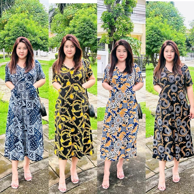 เดรสสาวอวบอ้วน ชุดเดรสสาวอวบ อก 38-50 ผ้าไอทีวาย ไม่ต้องรีด มีกระเป๋า 2 ข้าง dress plussize