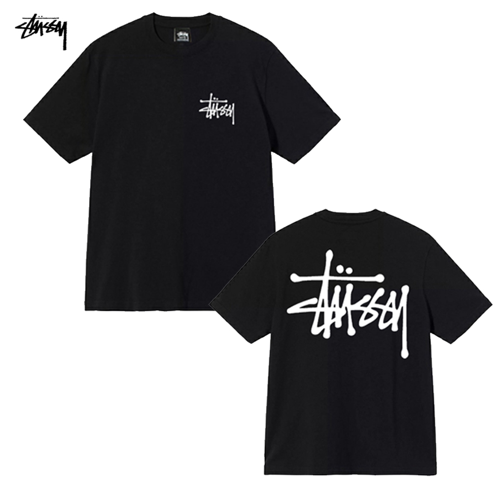 เสื้อยืด Stussy แท้ Basic Logo Tee Black/White(US)