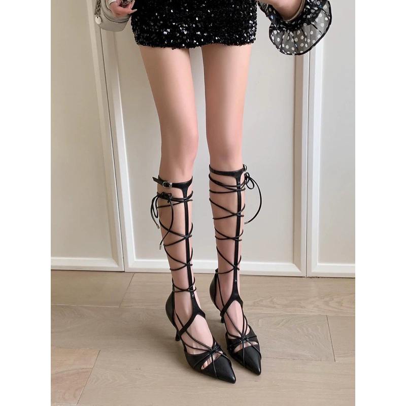 2025 💜 sira.shoes รองเท้าแกลดิเอเตอร์ส้นสูง ส้นเข็มแฟชั่น y2k