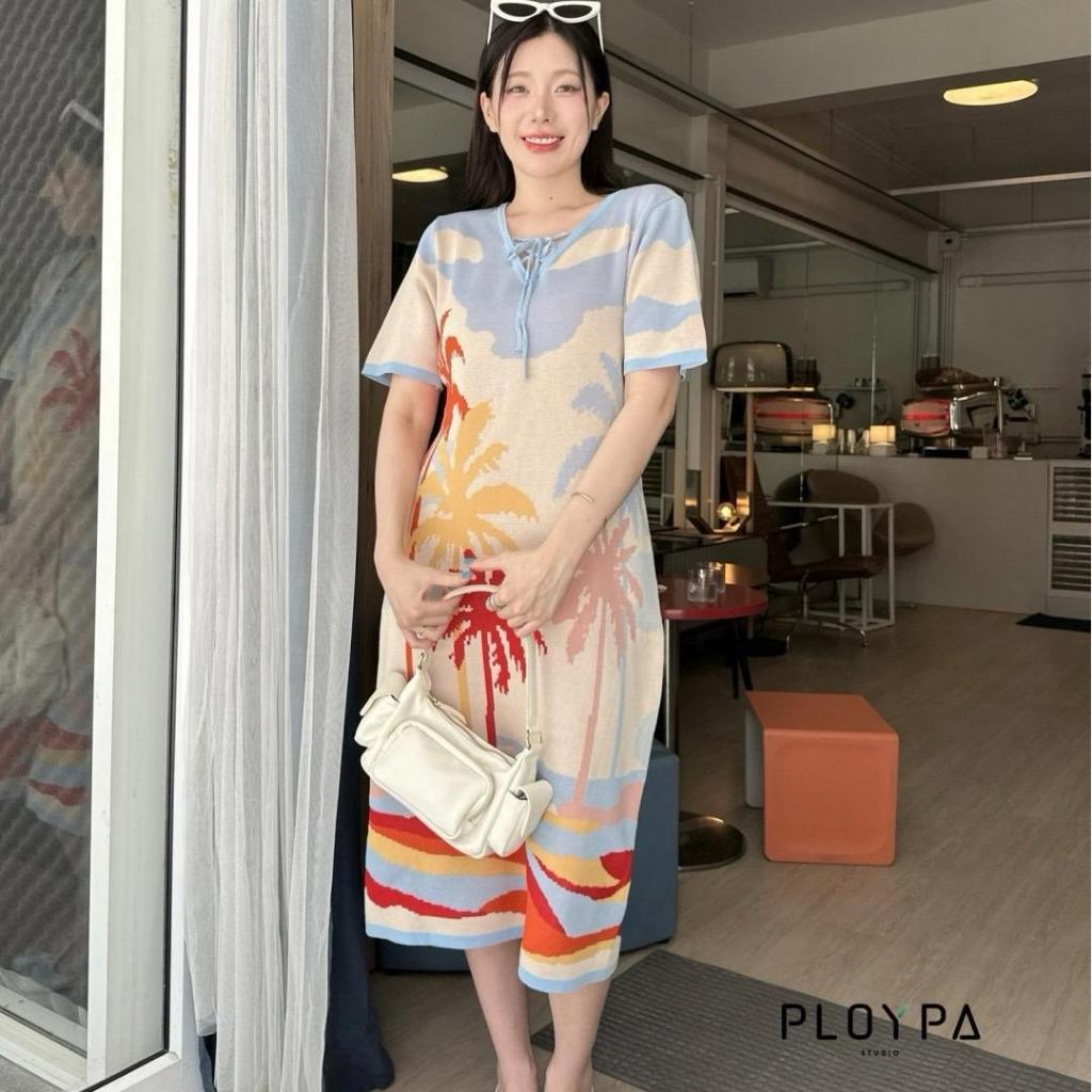 (D712)เดรสนิตติ้งลายท้องฟ้าก้อนเมฆ