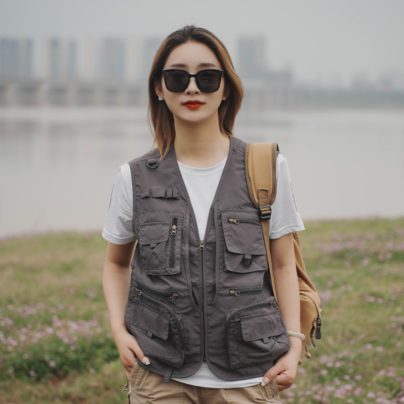 คุณภาพสูงเสื้อกั๊ก เสื้อแจ็คเก็ตคาร์โก้ เสื้อกั๊กหลายกระเป๋าใหม่ล่าสุด