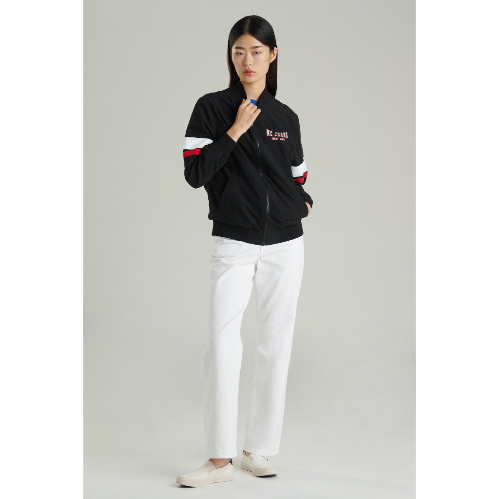 Mc jeans เสื้อแจ็คเก็ตบอมเบอร์ Unisex แขนยาว สีดำ MJCP077