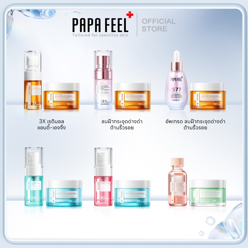 [2PCS]PAPA FEEL 3X Retinol Anti-aging ครีมลดริ้วรอย 577 Niacinamide SymWhite