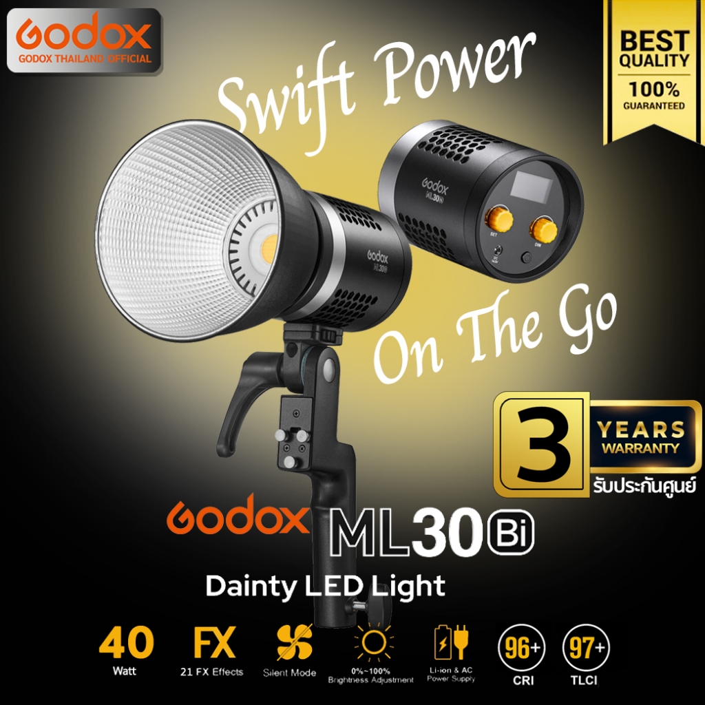 Godox LED ML30Bi 40W 2800K-6500K Bi-color - Godox Mount - รับประกันศูนย์ Godox Thailand 3ปี ( ML-GB 