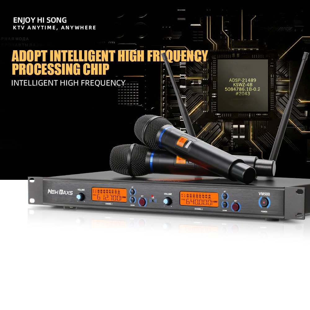 NEW BAXS VM500 ไมโครโฟนมือถือไร้สายแบบมืออาชีพ UHF ปรับได้ ไมโครโฟน  การแสดงร้องเพลง ความบันเทิงภายในบ้าน คาราโอเกะ