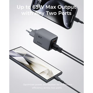 AUKEY PA-C3 Comet 67W หัวชาร์จ GaN 3 พอร์ต PD ชาร์จเร็วแรง สำหรับ iPhone 17 Pro Max และ Samsung S25