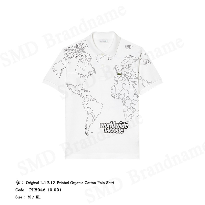 Lacoste เสื้อโปโลชาย รุ่น Original L.12.12 Printed Organic Cotton Polo Shirt Code: PH8046 10 001