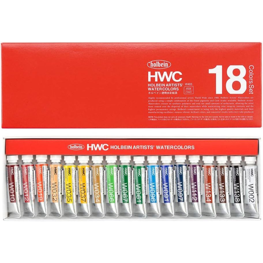 สีน้ำใส Holbein ขนาด 5ml ชุด 12 สี/18 สี/24 สี/30 สี ญี่ปุ่น