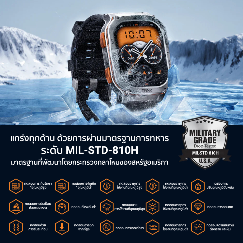 [ลดเหลือ 2692] KOSPET TANK M3 ULTRA / T3 ULTRA สมาร์ทวอทช์ GPS Bluetooth Calling จอ AMOLED กันน้ำ 5ATM+IP69K -1Y - รูปที่ 6