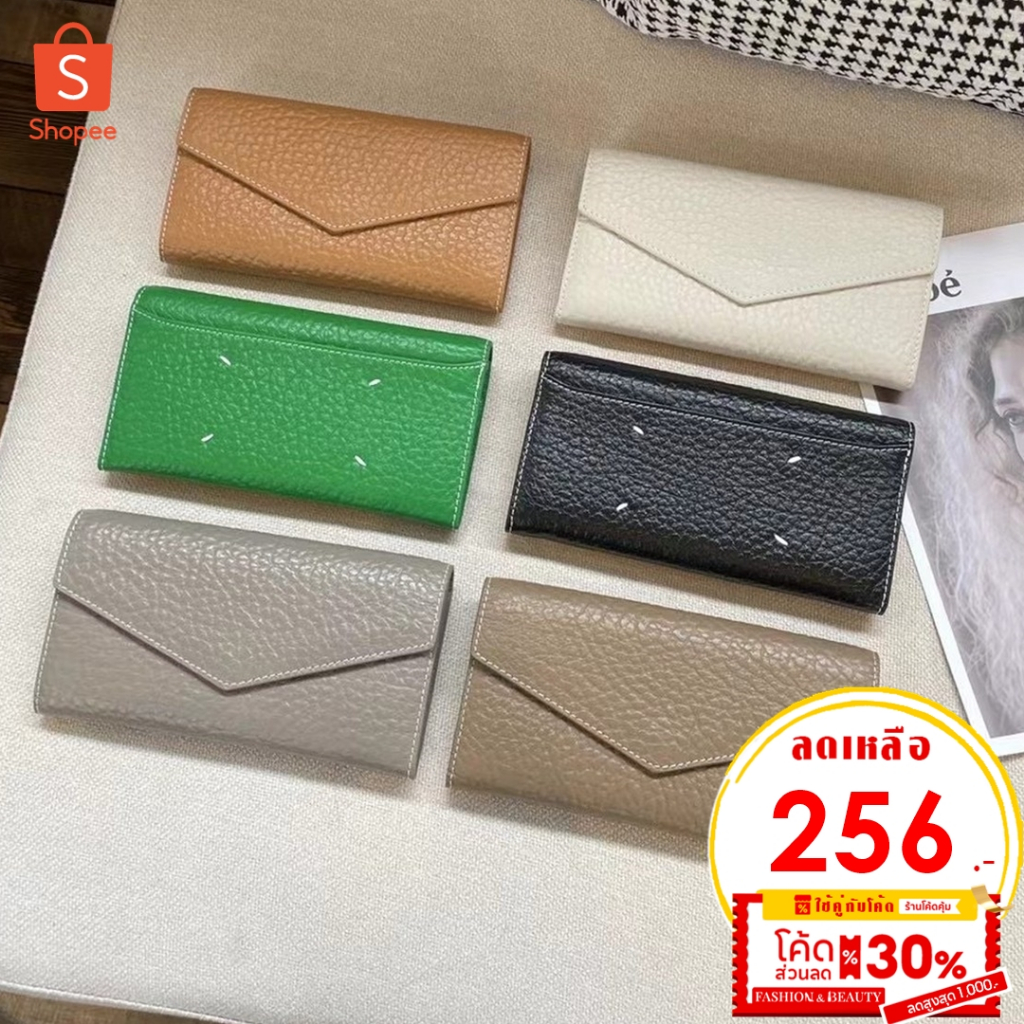 [ พร้อมส่ง ] กระเป๋าสตางค์หนังแท้ใบยาว2พับ No.PL-6924 หนังนุ่มสวยทน กระเป๋าร้านชิค