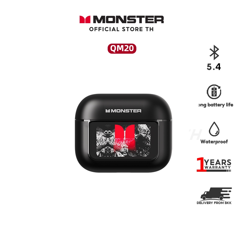 Monster QM20 BT 5.4 หูฟังบลูทูธ หูฟังไร้สาย พร้อมหน้าจอควบคุมแบบสัมผัส LCD