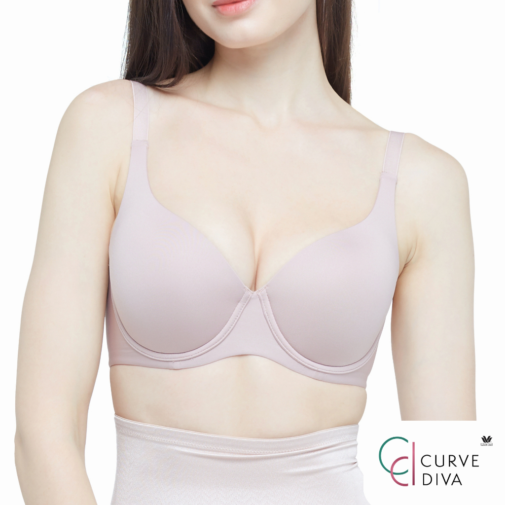 Wacoal Curve Diva บรามีโครงเก็บกระชับสาวคัพใหญ่ รุ่น WB7952 สีชมพู (WR)