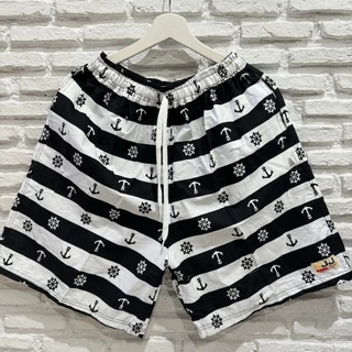 PJJ กางเกงเจเจแท้ กางเกงขาสั้น ยางยืด ลายริ้วรวมแบบ ดำกรม หลายขนาด (M/L/XL/2XL) ราคาถูก