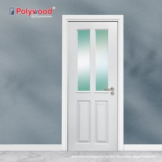 ส่งฟรี! (พรีออเดอร์ ผลิต 22 วัน) Polywood โพลีวูด - ประตู uPVC บานลูกฟัก ผิวเสี้ยนไม้ PGR-005 ประตูบานกระจก ประตูกระจก