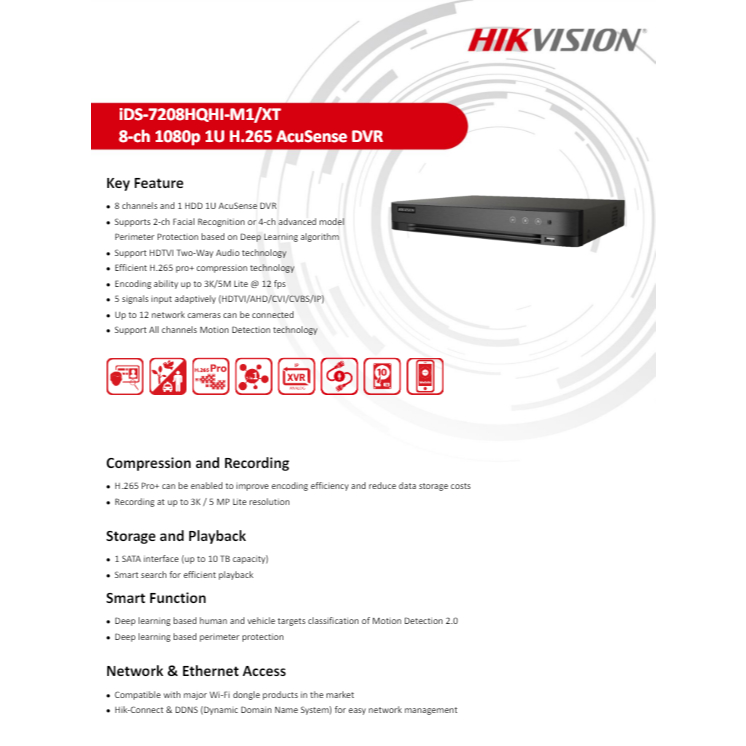 HIKVISION DVR แบบรวมรุ่น XT iDS-7204HQHI-M1/XT,iDS-7208HQHI-M1/XT,iDS-7216HQHI-M1/XT,iDS-7216HQHI-M2/XT
