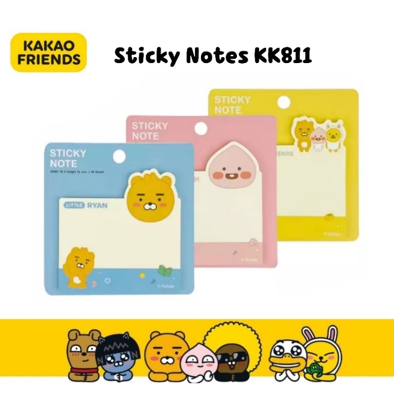 Kakao Friends กระดาษโน้ตมีกาว KK811 Sticky Notes ลายลิขสิทธิ์แท้ ขนาด 7.6 × 7.6 ซม. (ราคาต่อ 1 ชิ้น)