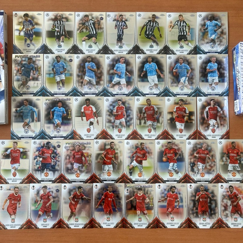 การ์ดสะสมฟุตบอลปีล่าสุด 2023-24 จากกล่อง Topps Chrome ชุด รวมทีม พรีเมียร์ลีก (Premier League) ลิขสิทธิ์แท้