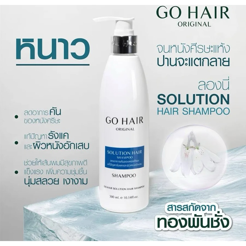 Go Hair แชมพู Go Hair  Anti Hair Loss / Solution Hair Shampoo  ลดรังแค ผมขาดหลุุดร่วง ผมแห้งเสียแตกปลาย ขนาด300มล. - รูปที่ 2