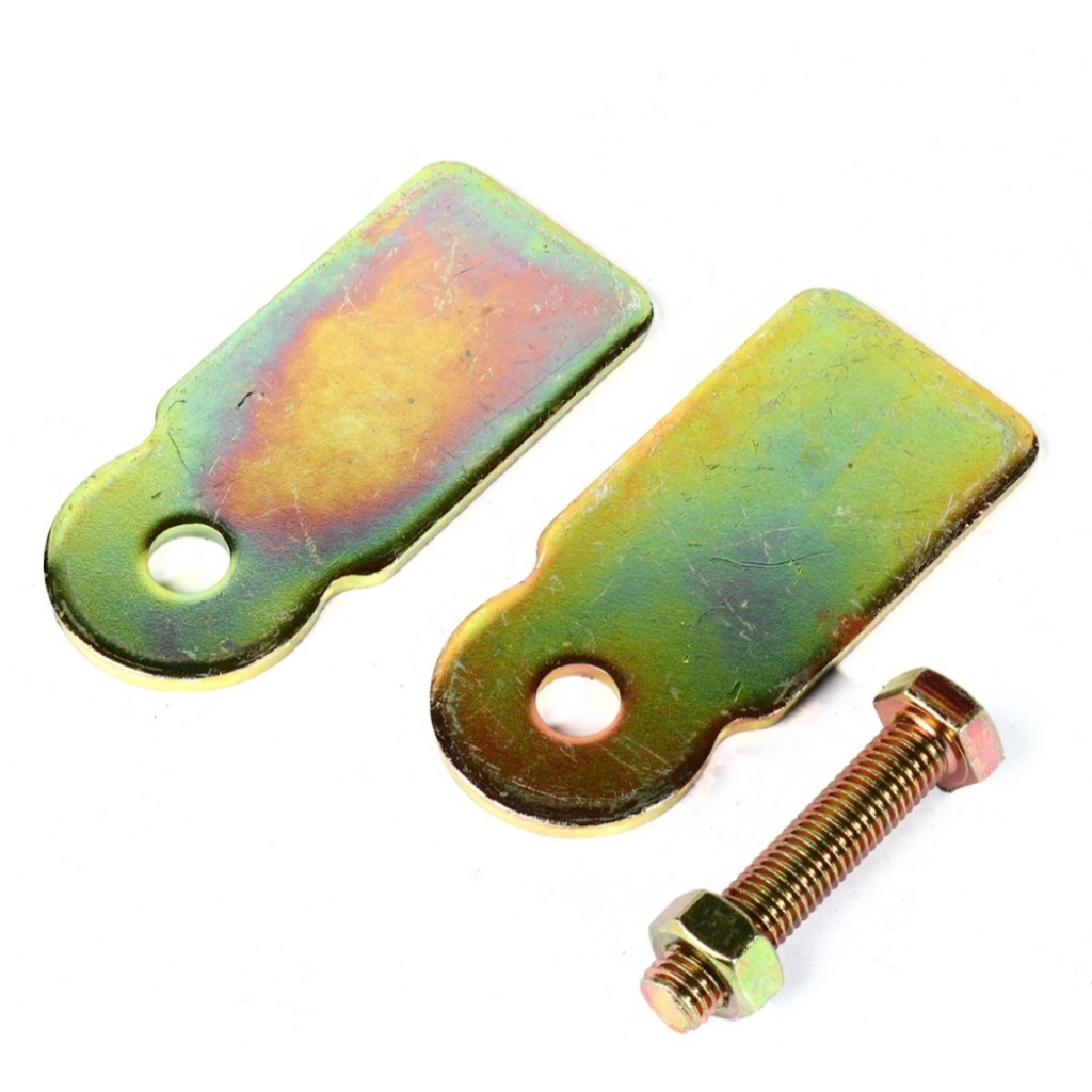 R.T.S ขาล้อประกบเดี่ยว ขนาด 2-1/2" 3" 4" สีทอง ประกอบด้วย แผ่นประกบ 2 ชิ้น+น็อต 1 ตัว สำหรับติดตั้งกับประตูรั้ว