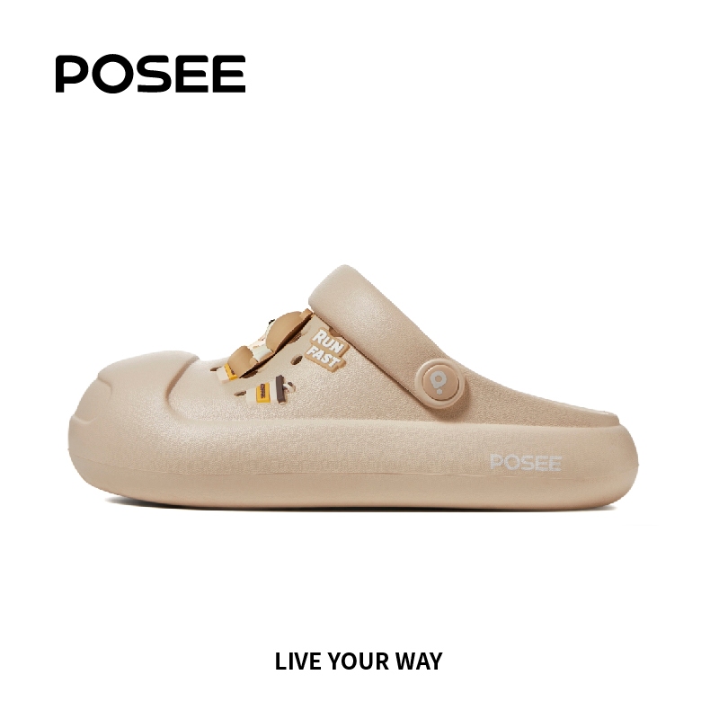 【New Arrival】POSEE Smiley Face Lady Clogs รองเท้าหัวโต หน้ายิ้มน่ารัก พื้นกันลื่น ผู้หญิง ระบายอากาศได้ดีหัวกลมP2244627
