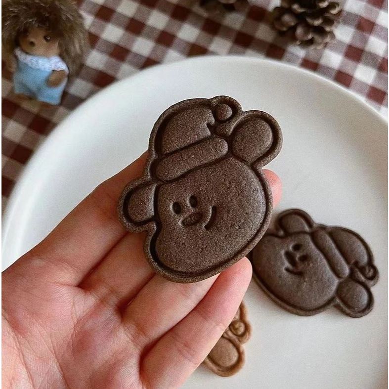 พิมพ์คุกกี้ลายสุนัขใส่หมวกคริสต์มาส cookie cutter