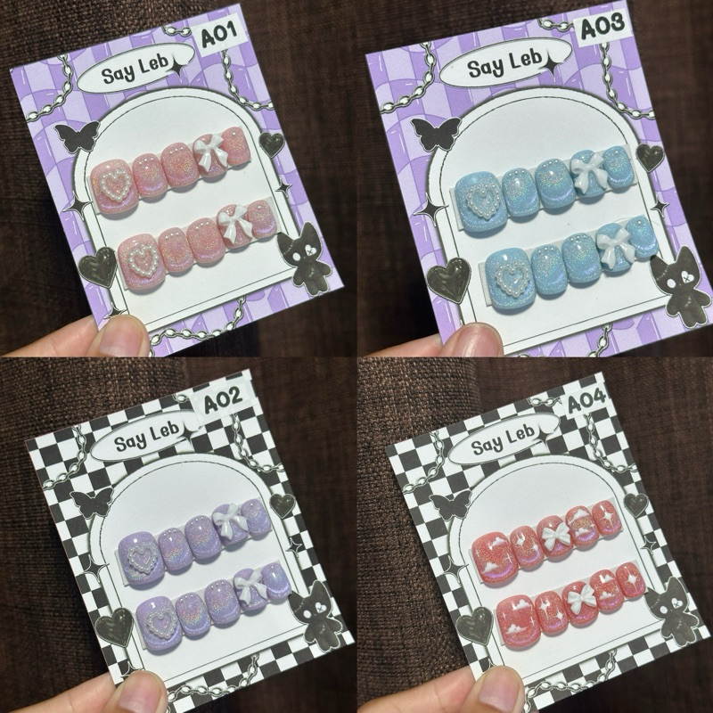 เล็บปลอมสำเร็จรูป รหัส A ทรงสั้นกุด (มีอุปกรณ์พร้อมติด)