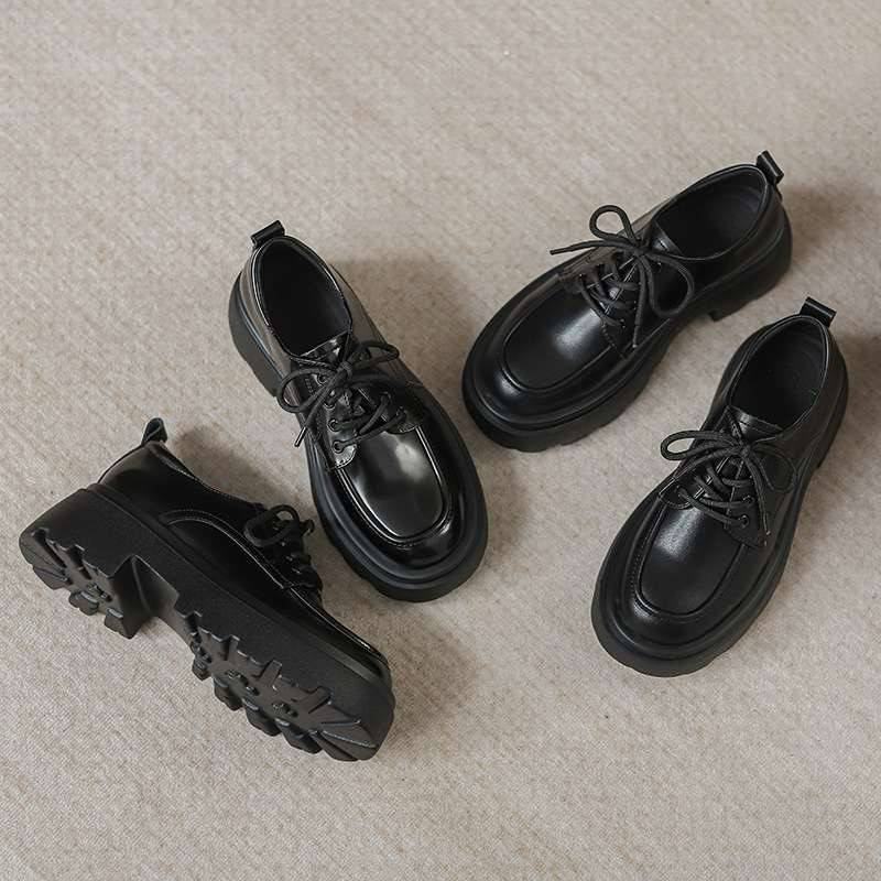 AS066 รองเท้าโลฟเฟอร์ หนังสีดำ สูง 2.5 นิ้ว