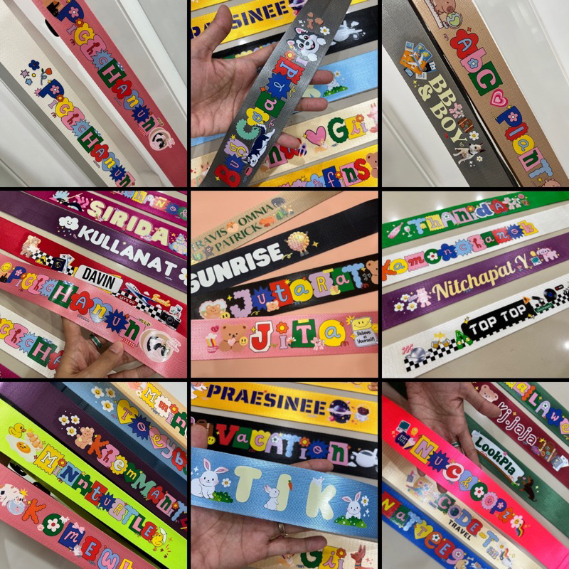 สายพรีเมียมรุ่นสกรีนหลายสี(CMYK) สกรีนภาพได้ สกรีนสีได้ รองรับโลโก้ที่ละเอียด สายปรับได้รัดได้ตั้งแต่กระเป๋าไซซ์20"-32"