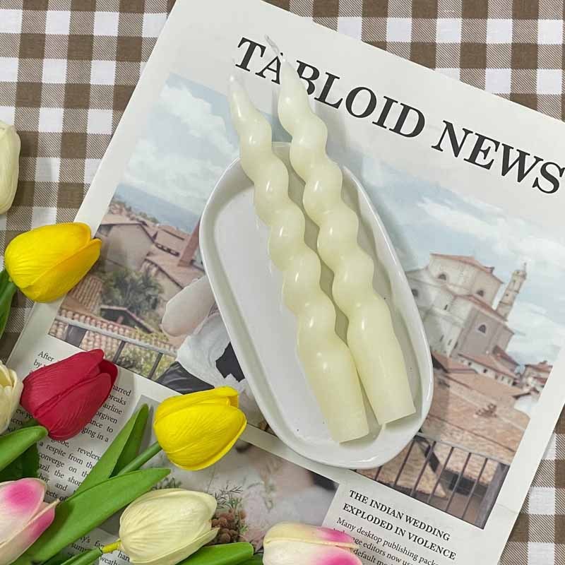 เทียนเกลียว เทียนหอม สีงาช้าง กลิ่นวนิลลา 7นิ้ว Ivory Candles Vanilla Scent