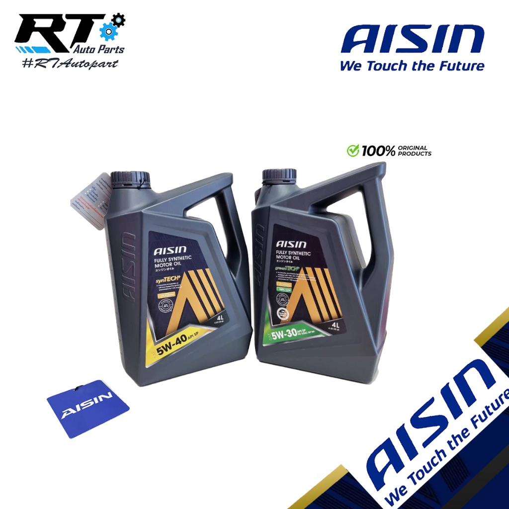 AISIN น้ำมันเครื่องสังเคราะห์แท้ 100% ไอซิน Aisin เกรด SAE 5w-40 / SAE 5w-30 เบนซิน Fully Synthetic 