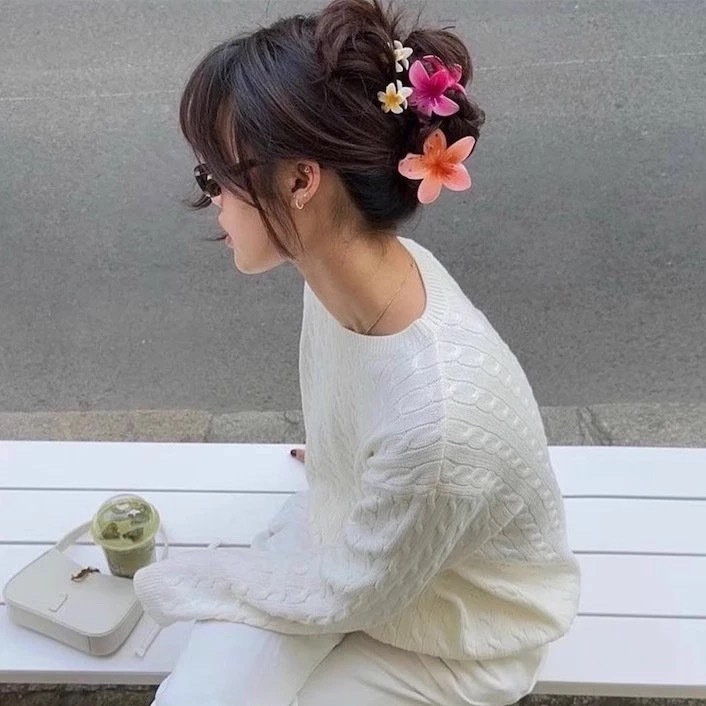 G172 กิ๊บติดผม ลายดอกไม้ ลีลาวดี น่ารัก ไล่โทนสี สไตล์เกาหลี สําหรับผู้หญิง - รูปที่ 2