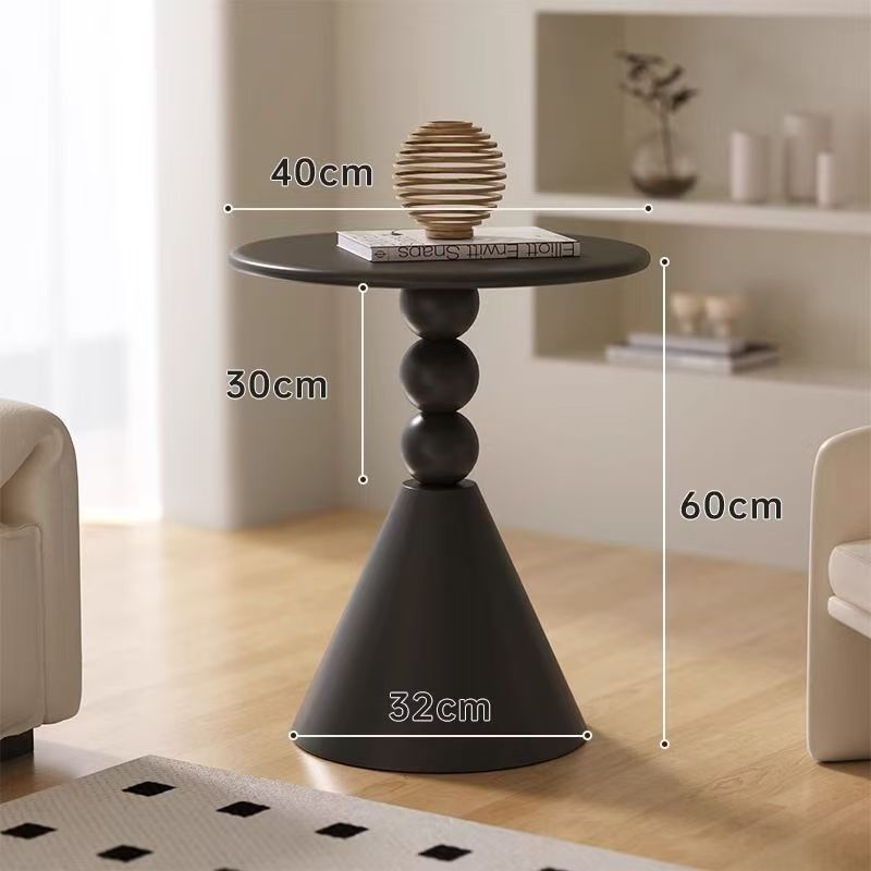 🌸🌸โต๊ะกลมขนาดเล็กโต๊ะกาแฟเหล็ก สไตล์ครีม ห้องนั่งเล่น, ระเบียงโต๊ะกาแฟสร้างสรรค์สีขาว / ดำ - รูปที่ 6