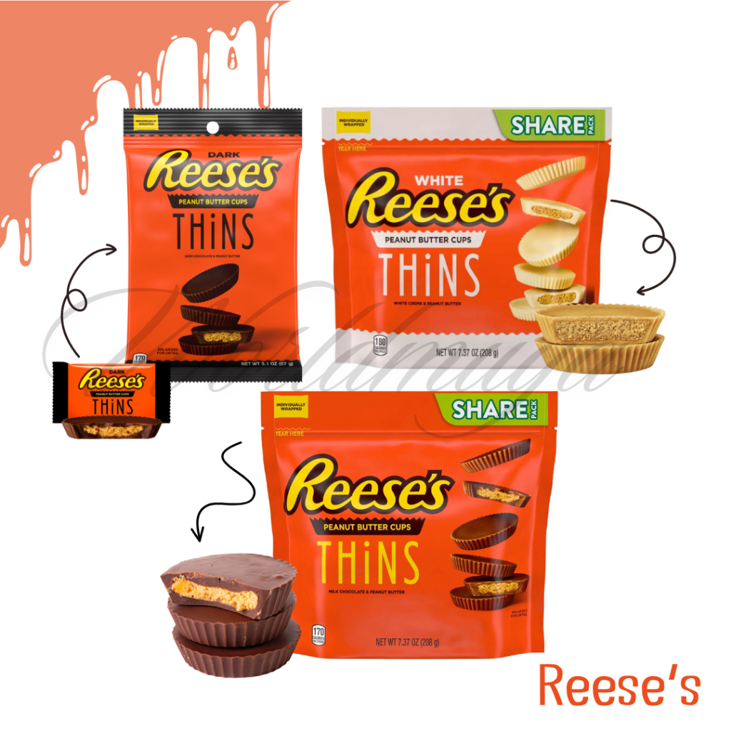 Chocolate Reese’s & Peanut Butter Cups Thins USA มี 2 รส 2 ขนาด