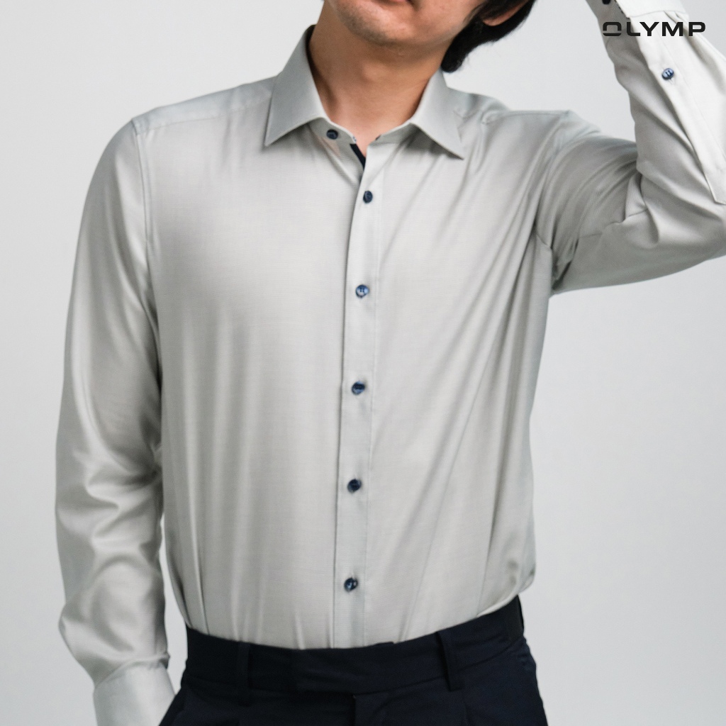 OLYMP Level five Shirt เสื้อเชิ้ตผู้ชายแขนยาว ทรงพอดีตัว สีฟ้า ยื่นหยุ่นได้ดี รีดง่าย (10T4BU) WINT25