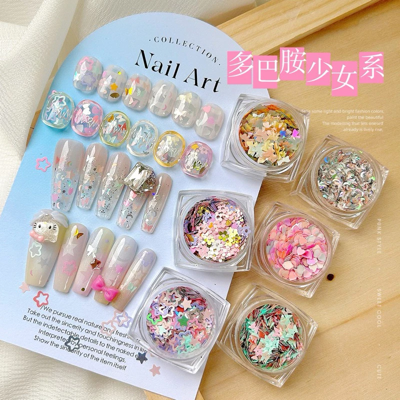 กลิตเตอร์กากเพชรแต่งเล็บ ลายดอกไม้ลายดาวลายหัวใจลายผีเสื้อ