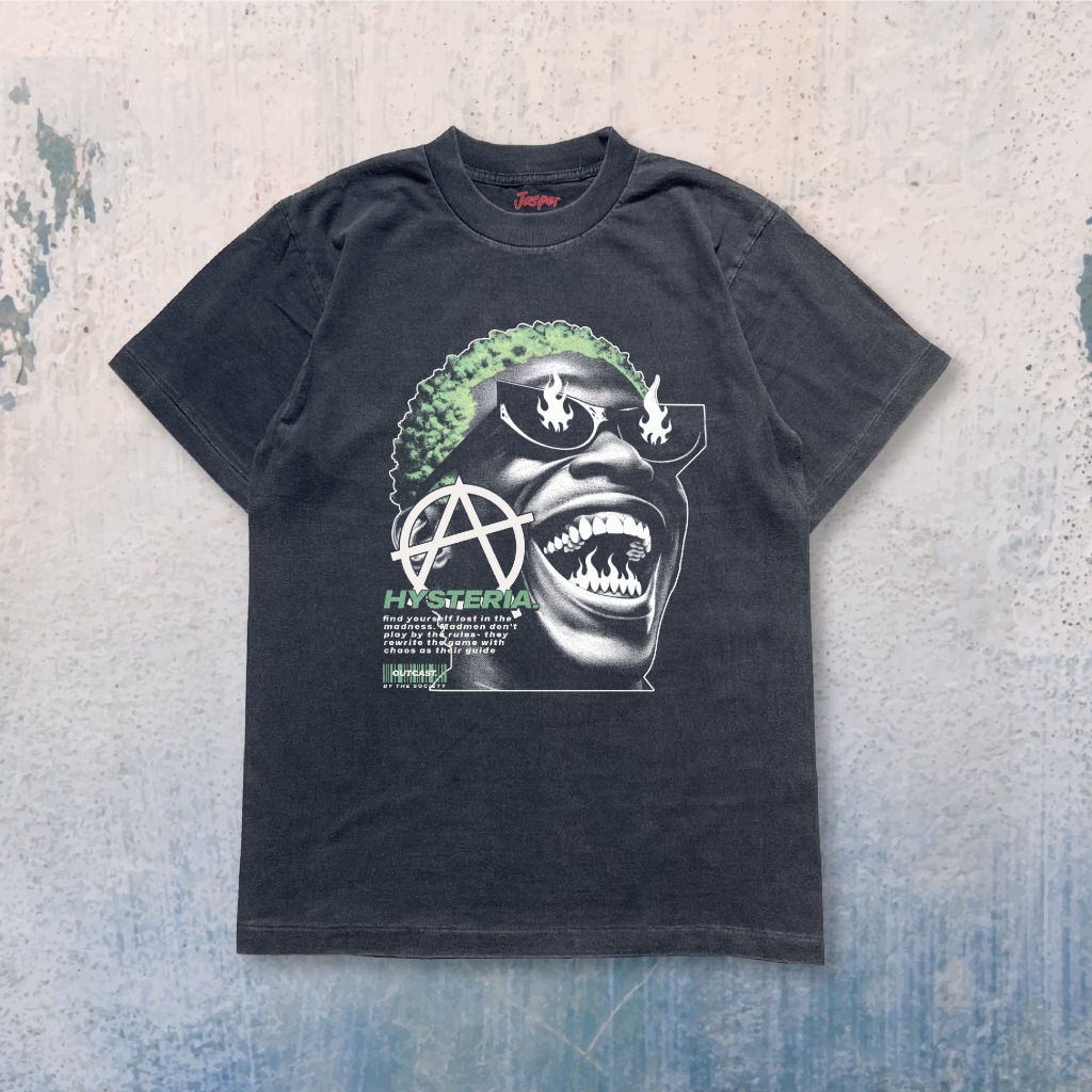 JASPER เสื้อฟอกทรงโอเวอร์ไซส์ พิมพ์ลาย HYSTERIA.