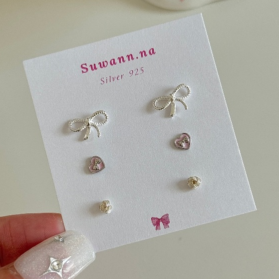 Suwann.na [ราคาต่อเซต] ต่างหู ต่างหูเงินแท้ เซตโบว์ รูปที่ 3