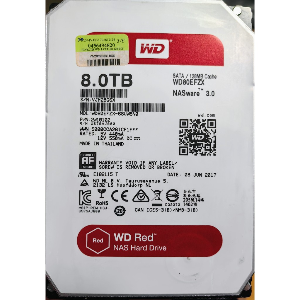 8TB WD RED NAS มือสอง ใช้งานปกติ ประกัน30วัน