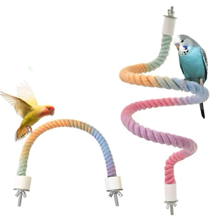 F-26 คอนเชือก เสาเชือก [สีพาสเทล] สามารถงอได้ตามต้องการ ปลายทั้งสองข้างสามารถยึดติดกับกรงได้ สำหรับนกแก้ว