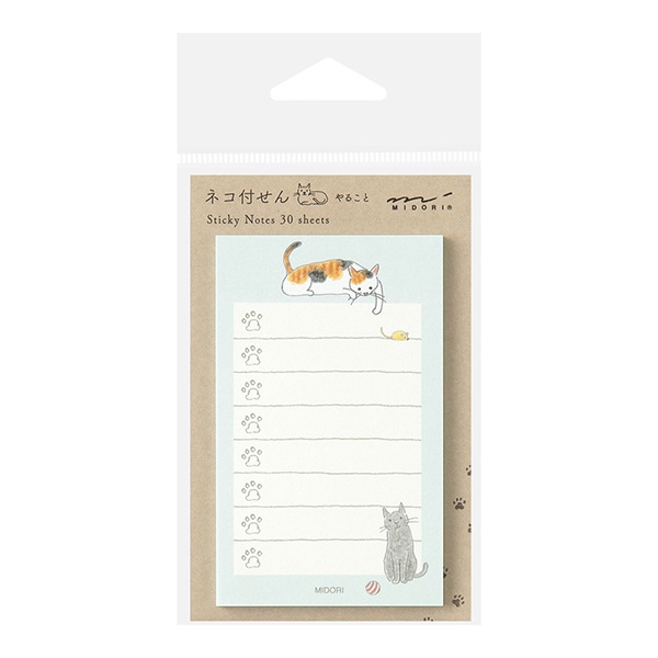 MIDORI Sticky Notes To Do Cat Green (D19093006) / กระดาษโน๊ตแบบมีกาว บันทึกสิ่งที่ต้องทำ ลายน้องแมวสีเขียว แบรนด์ MIDORI