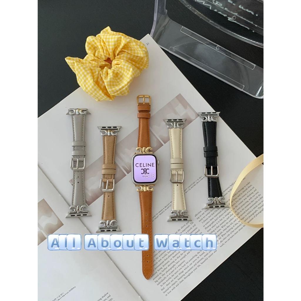 พร้อมส่ง สายหนังสไตล์ CE LINE ใช้ได้กับ Smart Watch 10 9 8 7 6 5 4 3 2 1 Se Ultra CD99 H13mini H14Ultra WatchX X69 X29