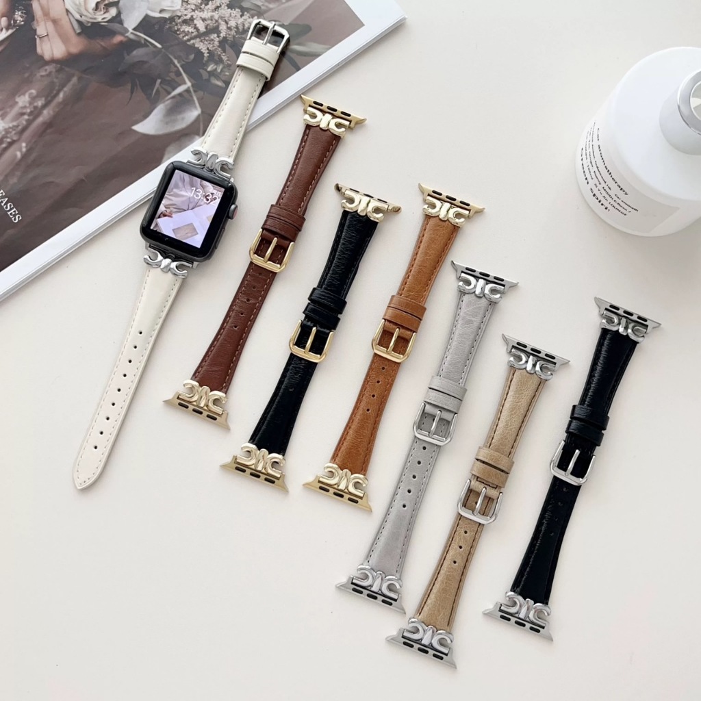 พร้อมส่ง สายหนังสไตล์ CE LINE ใช้ได้กับ Smart Watch 10 9 8 7 6 5 4 3 2 1 Se Ultra CD99 H13mini H14Ultra WatchX X69 X29