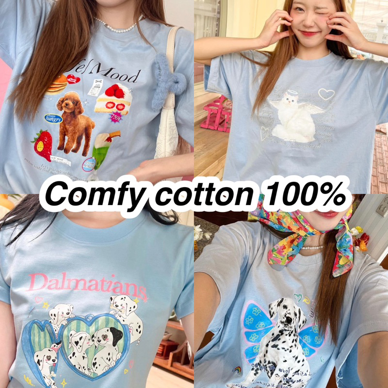 💙 blue collection! — เสื้อยืดคอตตอน 100% comfy cotton t shirt อก 40