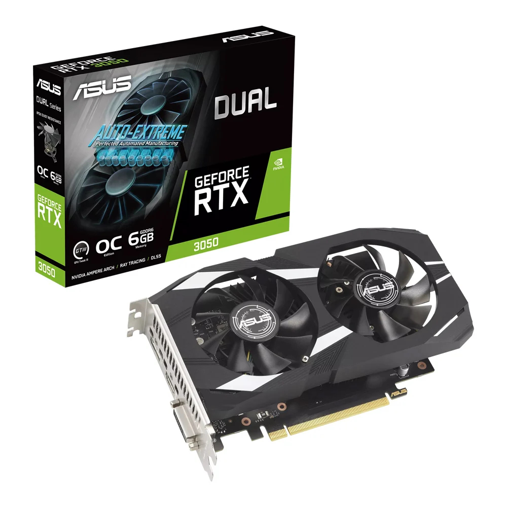 การ์ดจอ ASUS Dual GeForce RTX 3050 OC Edition 6GB GDDR6 96-bit