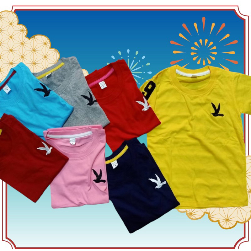 เสื้อยืดเด็กสีพื้น งานปักหน้าอก เกรดพรีเมี่ยม