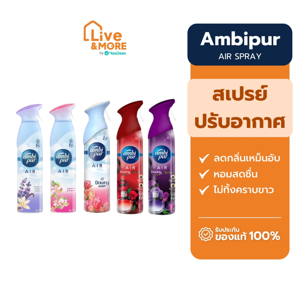 [มีของพร้อมส่ง] Ambipur Air Spray แอมบิเพอร์ สเปรย์ปรับอากาศ ลดกลิ่นเหม็นอับภายในบ้าน ขนาด 275 มล.